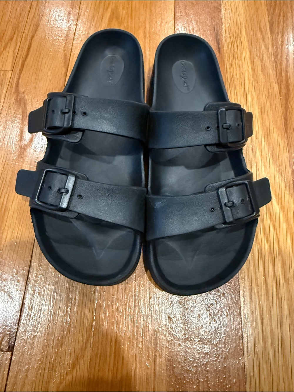 Cat & Jack Black Double-Buckle Slide Sandals - Size 4